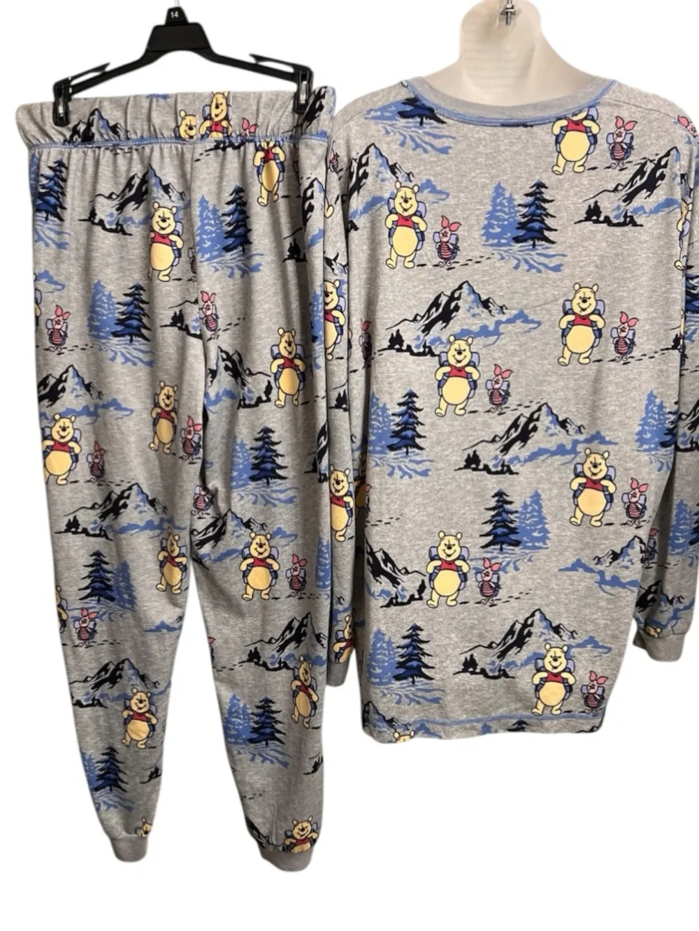 Disney Winnie the Pooh Pajama Set Adult M Cozy Mountain Print Lounge Set - Picture 5 of 8